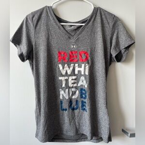 Under Armour: V-Neck Red White and Blue T-Shirt